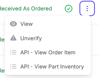 Verified receipt three-dot menu.